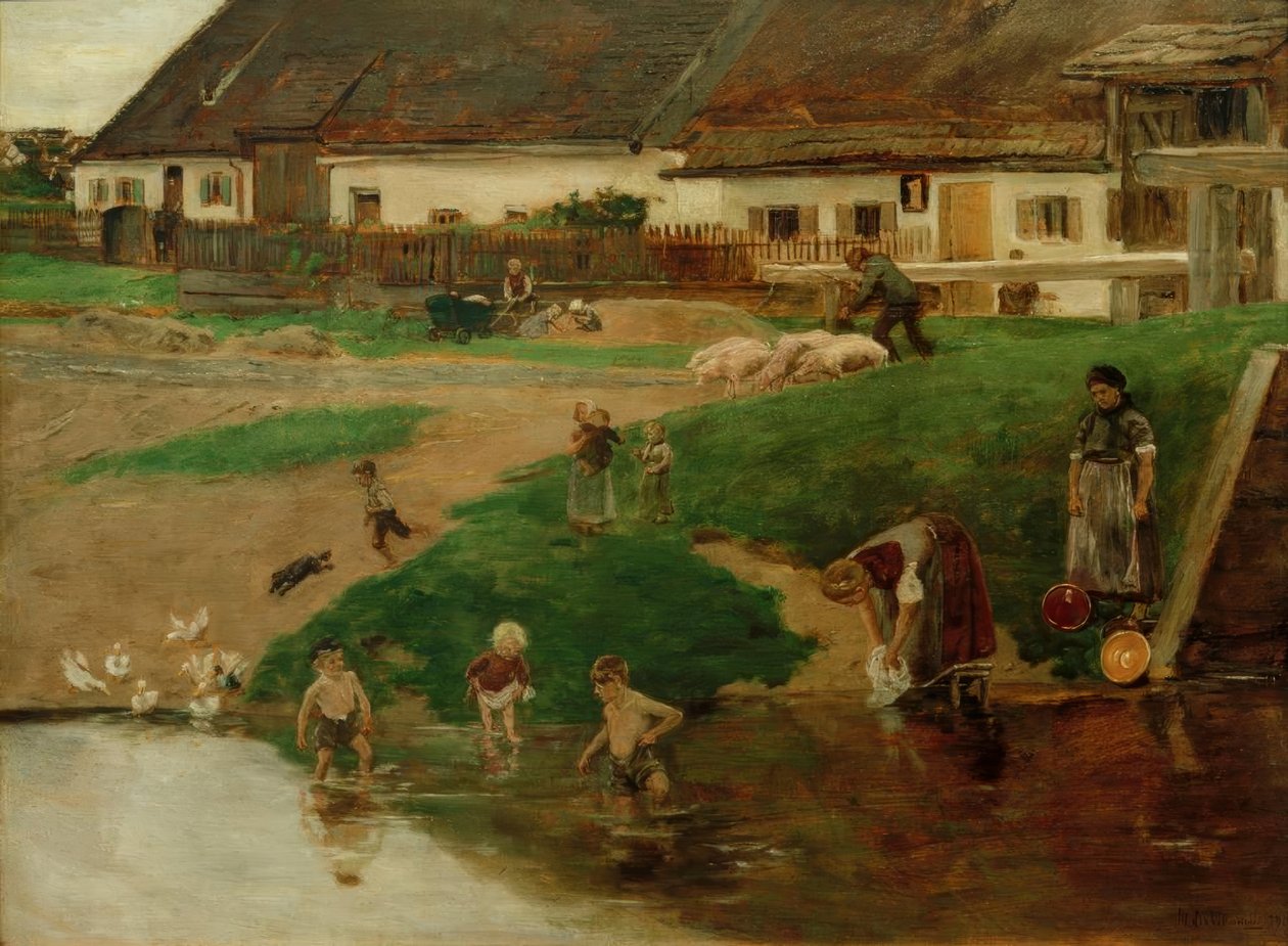 Landsbydam i Etzenhausen - landsbyidyll av Max Liebermann
