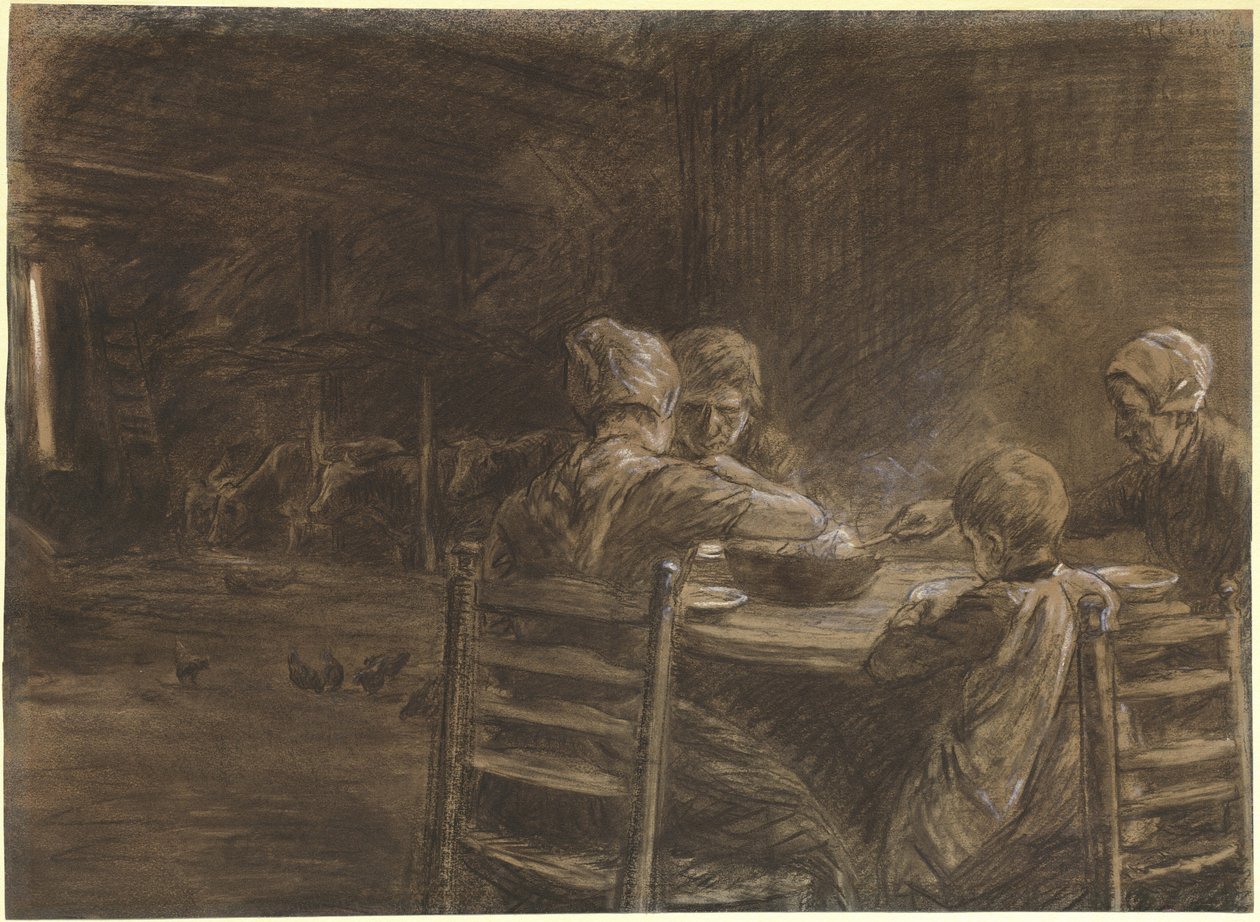 Østfrisiske bønder spiser kveldsmat av Max Liebermann