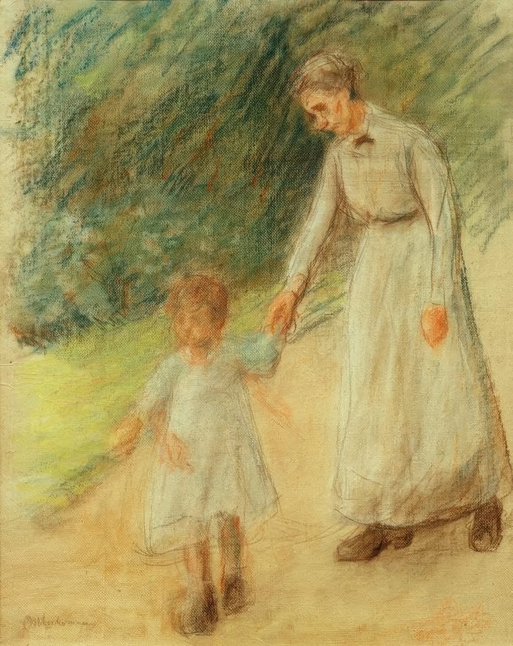 Barnebarn med barnepike av Max Liebermann
