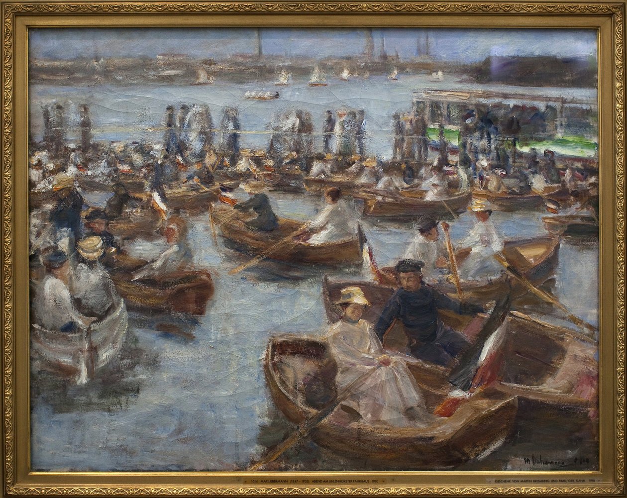 Kveld på Fahrhaus i Uhlenhorster (forsteder til Hamburg). Maleri av Max Liebermann (1847-1935), Olje på lerret av Max Liebermann