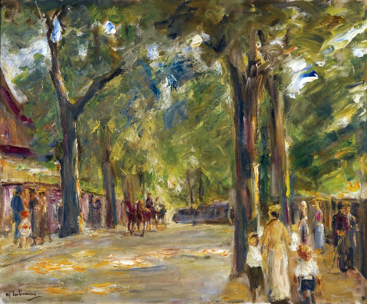 Figurer på Grosse Seestrasse i Wannsee par Liebermann, Max (1847-1935). Olje på lerret, størrelse: 60,4x72,5, ca. 1920, Privat samling av Max Liebermann