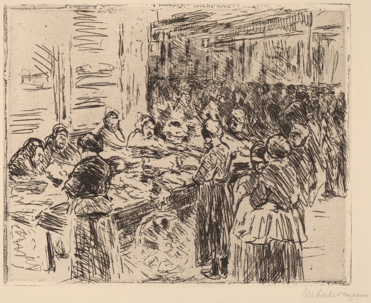 Fra det jødiske kvarteret i Amsterdam: Fishmarket on the Street Corner av Max Liebermann