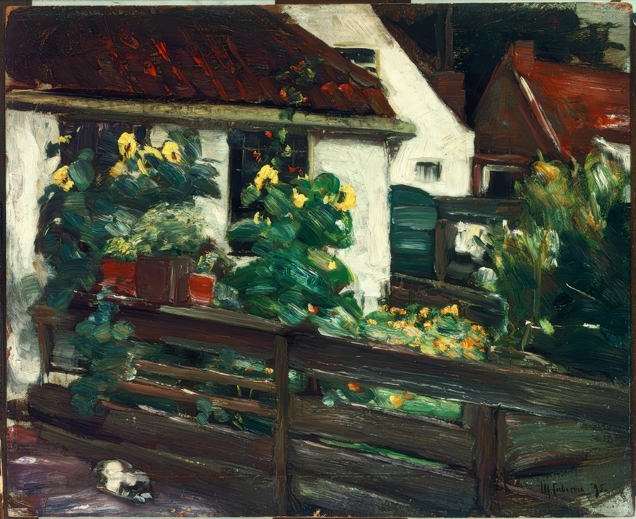 Hage med solsikker av Max Liebermann