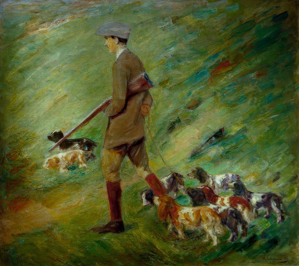 Jegere i sanddynene - trenere med hunder av Max Liebermann