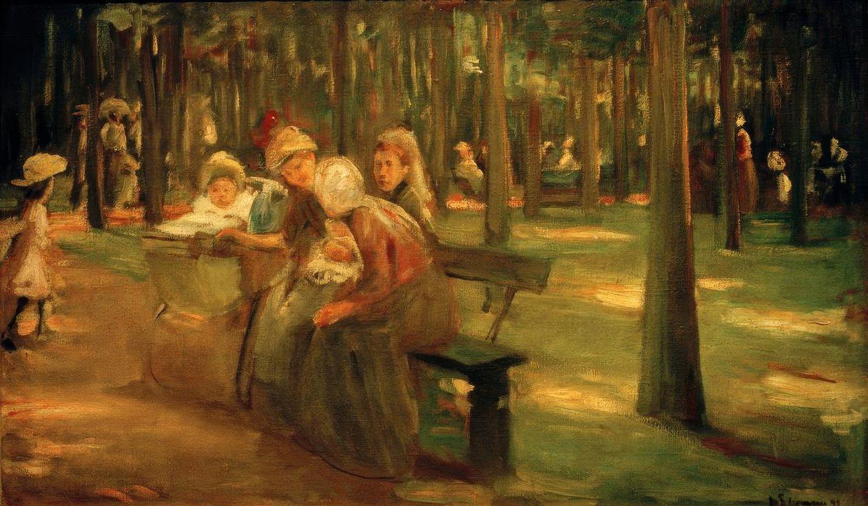 Barnepike og bonnen i dyrehagen av Max Liebermann