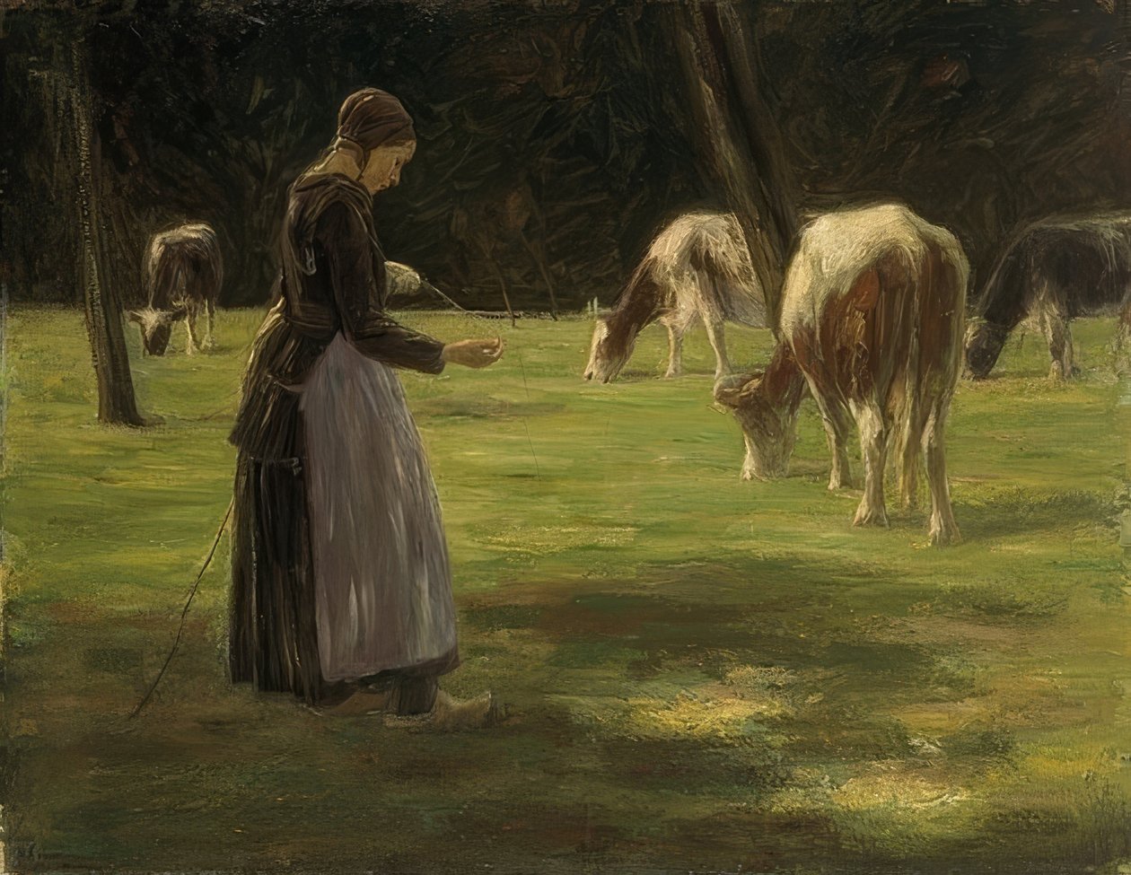 Kuhhirtin. 1890-192 av Max Liebermann