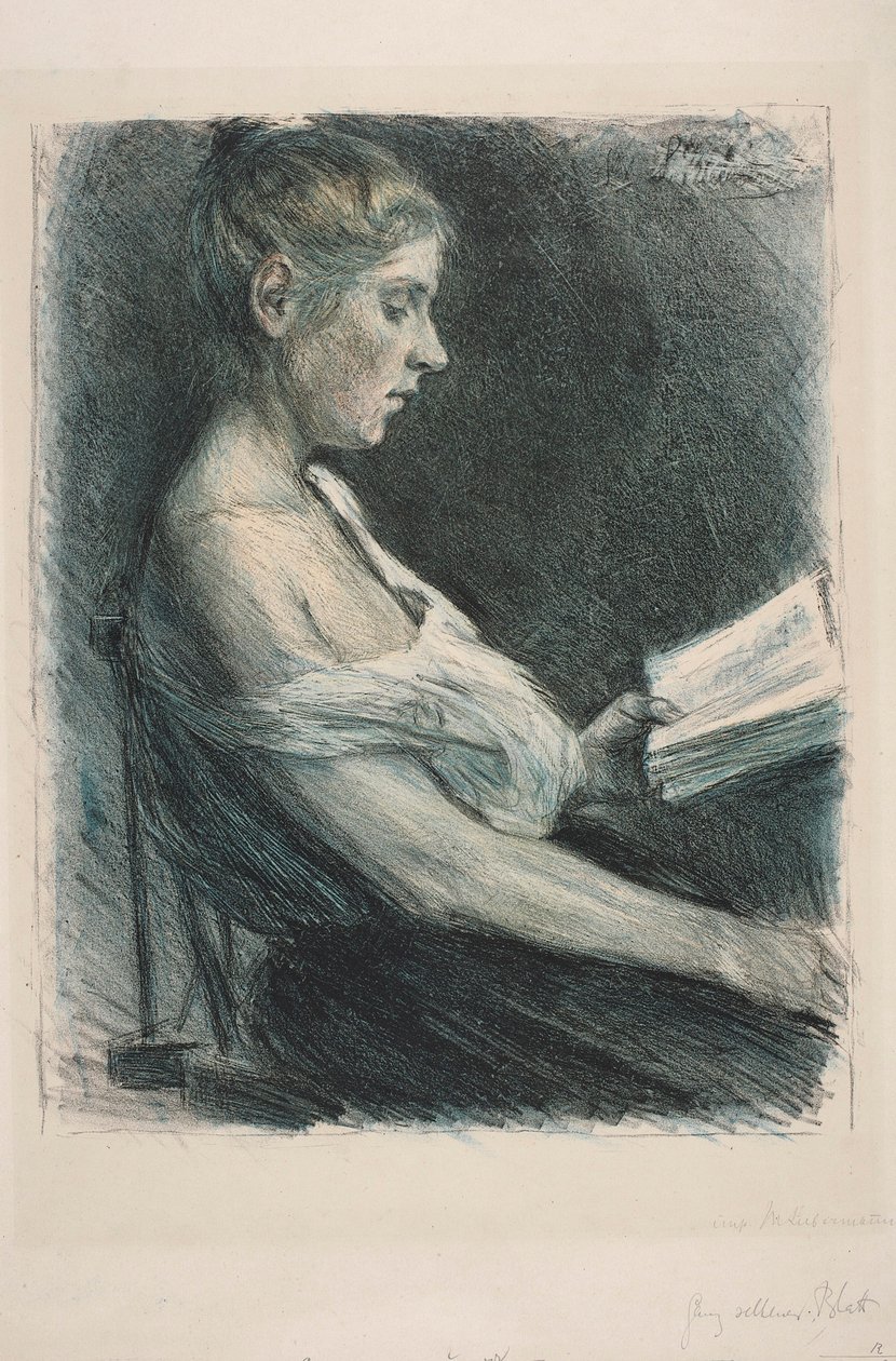 Lesende jente (Anna-Christine Mattuschka-Grisebach) av Max Liebermann