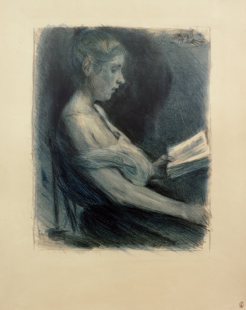 M.Liebermann, jente som leser av Max Liebermann