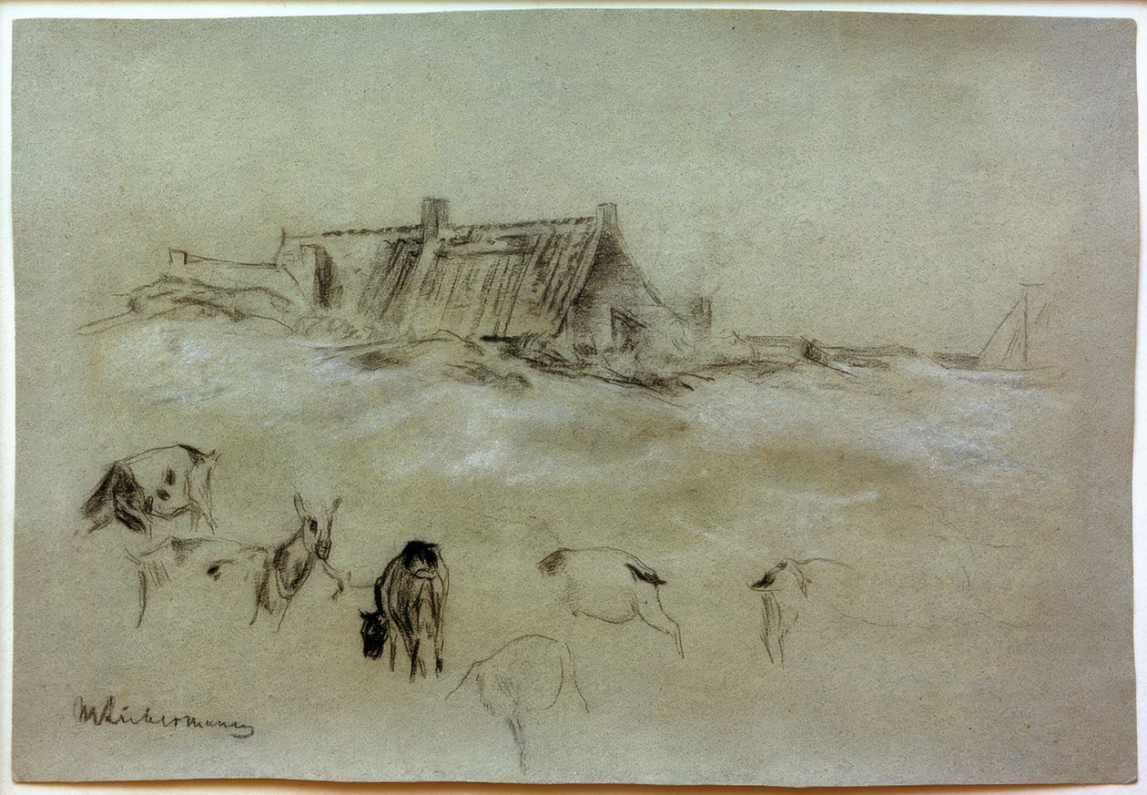 M.Liebermann, strandhus, geiter i forgrunnen av Max Liebermann