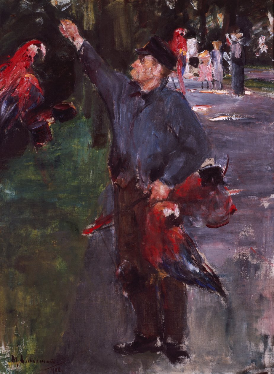 Mann med papegøyer (olje på lerret) av Max Liebermann