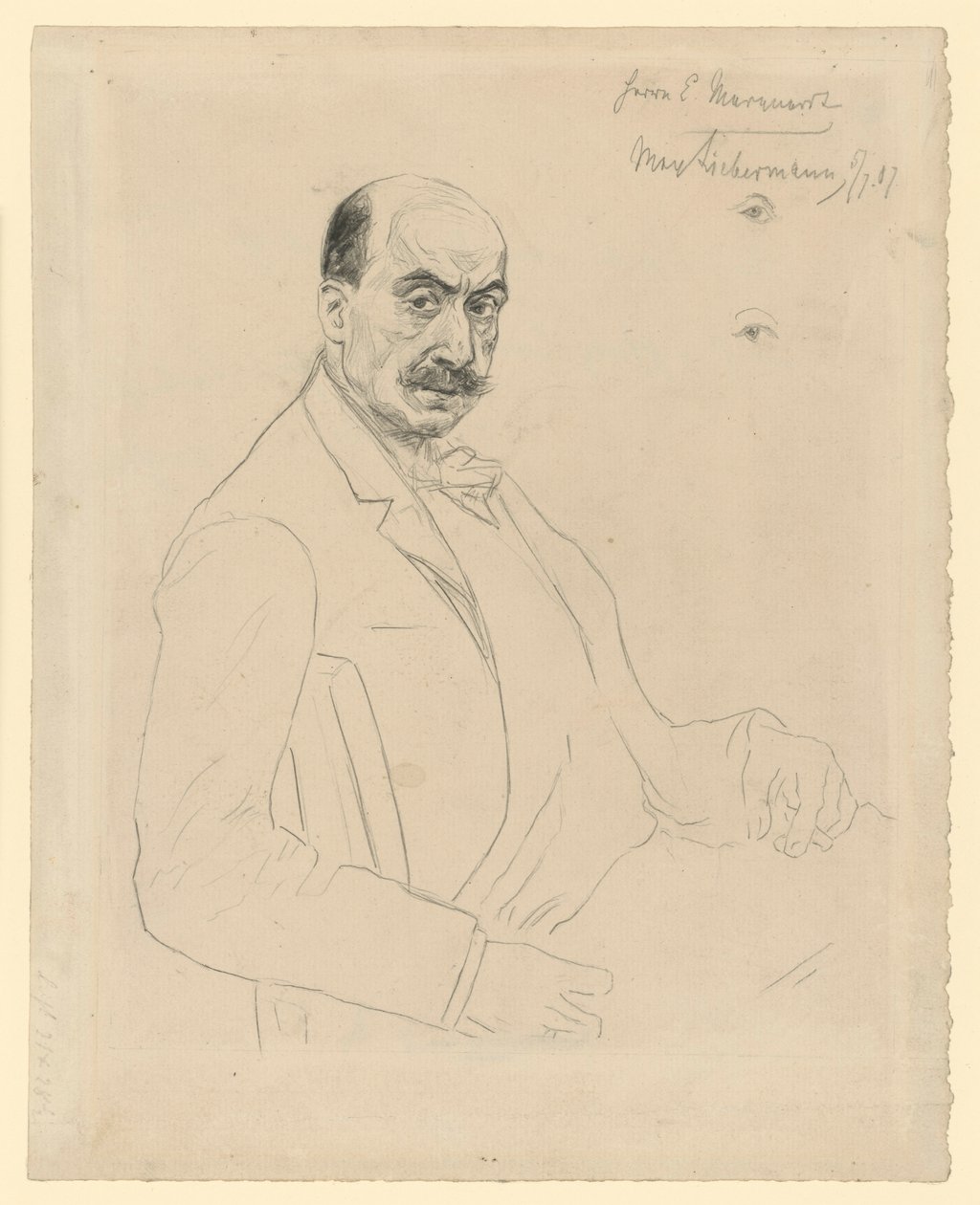 Selvportrett (mellomstudie under arbeidet med raderingen Schiefler 60) av Max Liebermann