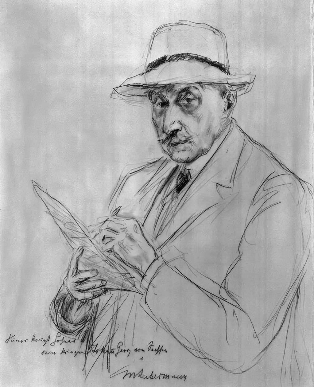 Selvportrett med panamahatt av Max Liebermann