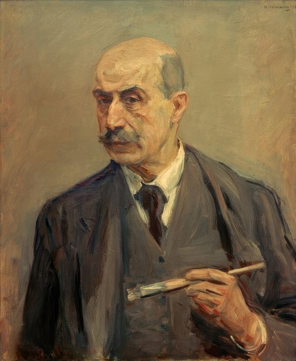 Selvportrett med pensel av Max Liebermann
