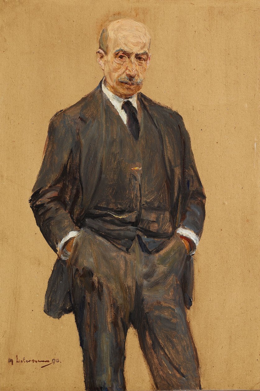 Selvportrett, stående trekvartfigur, begge hendene i bukselommene av Max Liebermann