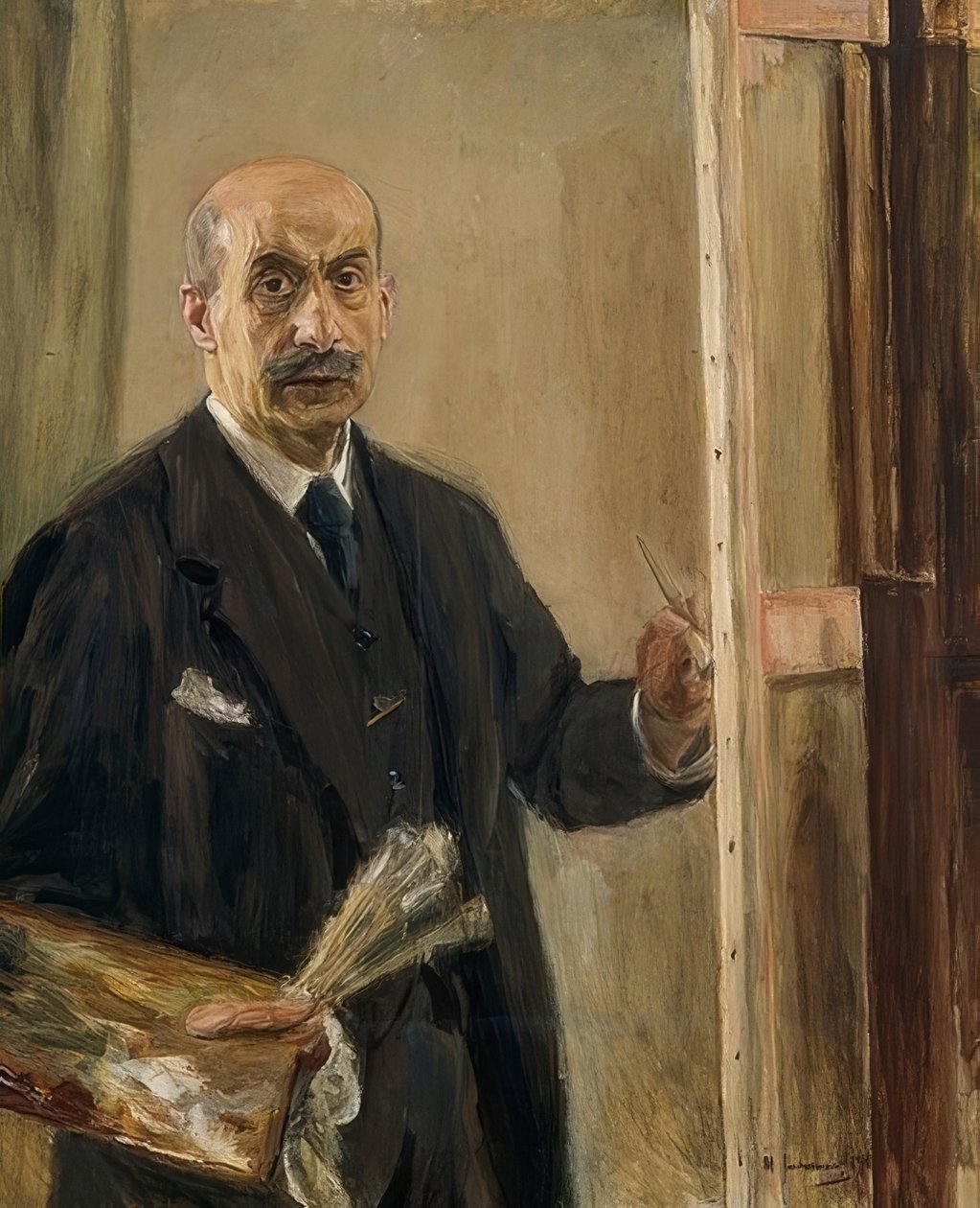 Selvportrett ved staffeli. 1916 av Max Liebermann