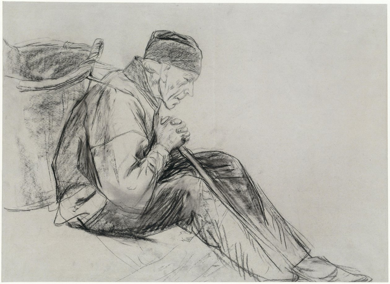 Sittende bonde i profil av Max Liebermann