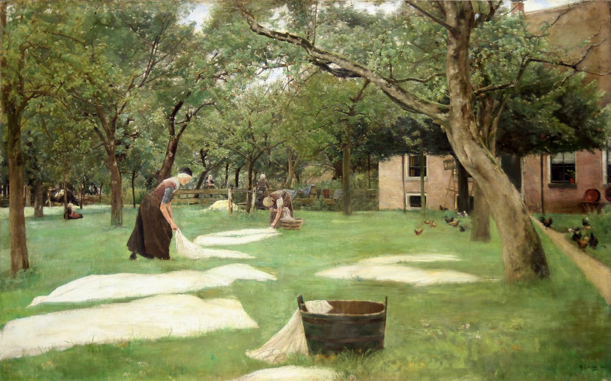 Blekingen av lin, 1882 av Max Liebermann
