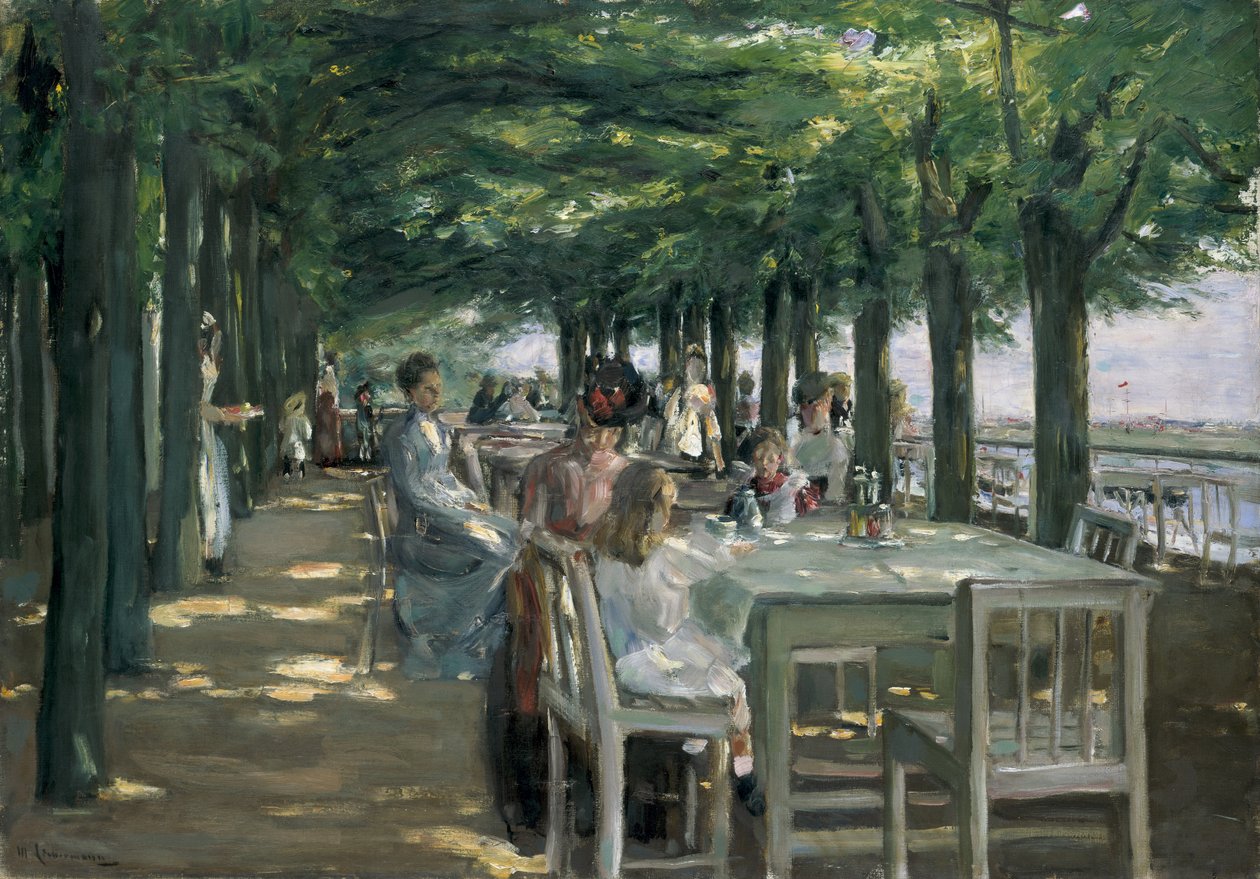 Terrassen på Restaurant Jacob i Nienstedten på Elben av Max Liebermann