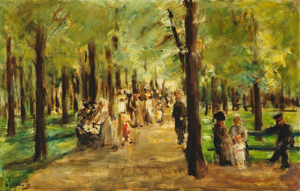 Turgåere i Tiergarten; Turgåere i Tiergarten, 1918 av Max Liebermann