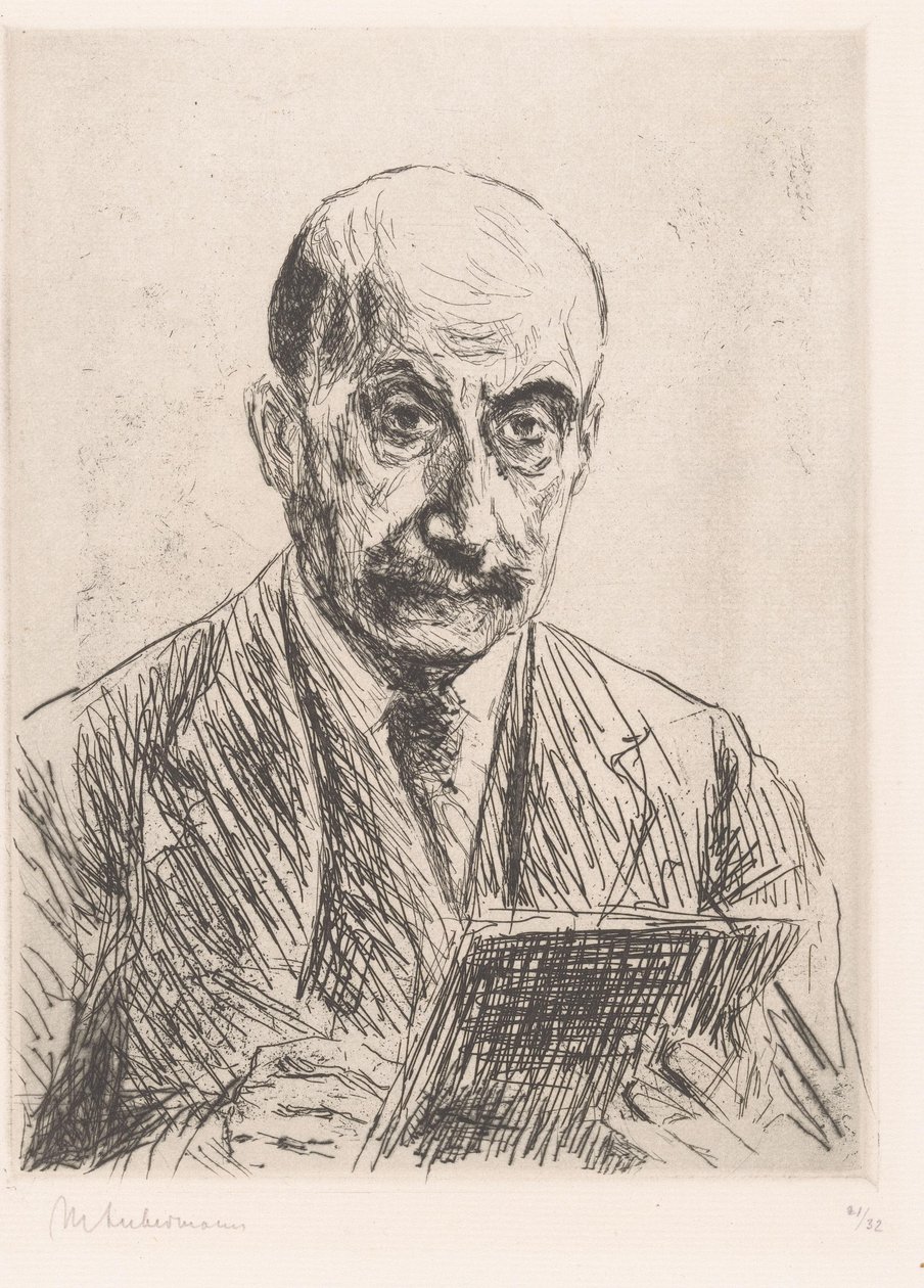 Selvportrett av Max Liebermann mens han tegner av Max Liebermann