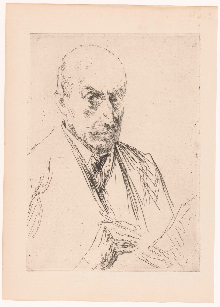 Selvportrett av Max Liebermann, blyant i hånden av Max Liebermann