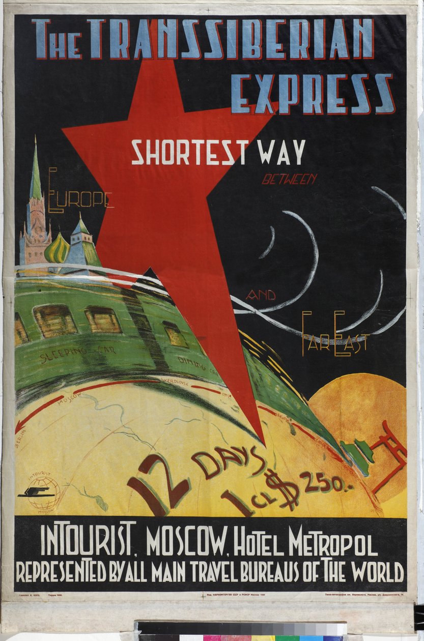 Le Transsiberien - Transsiberian express (Plakat av Intourist-selskapet) - Litvak, Max (1898-etter 1943) - 1930 - Fargelitografi - Russian State Library, Moskva av Max Litvak