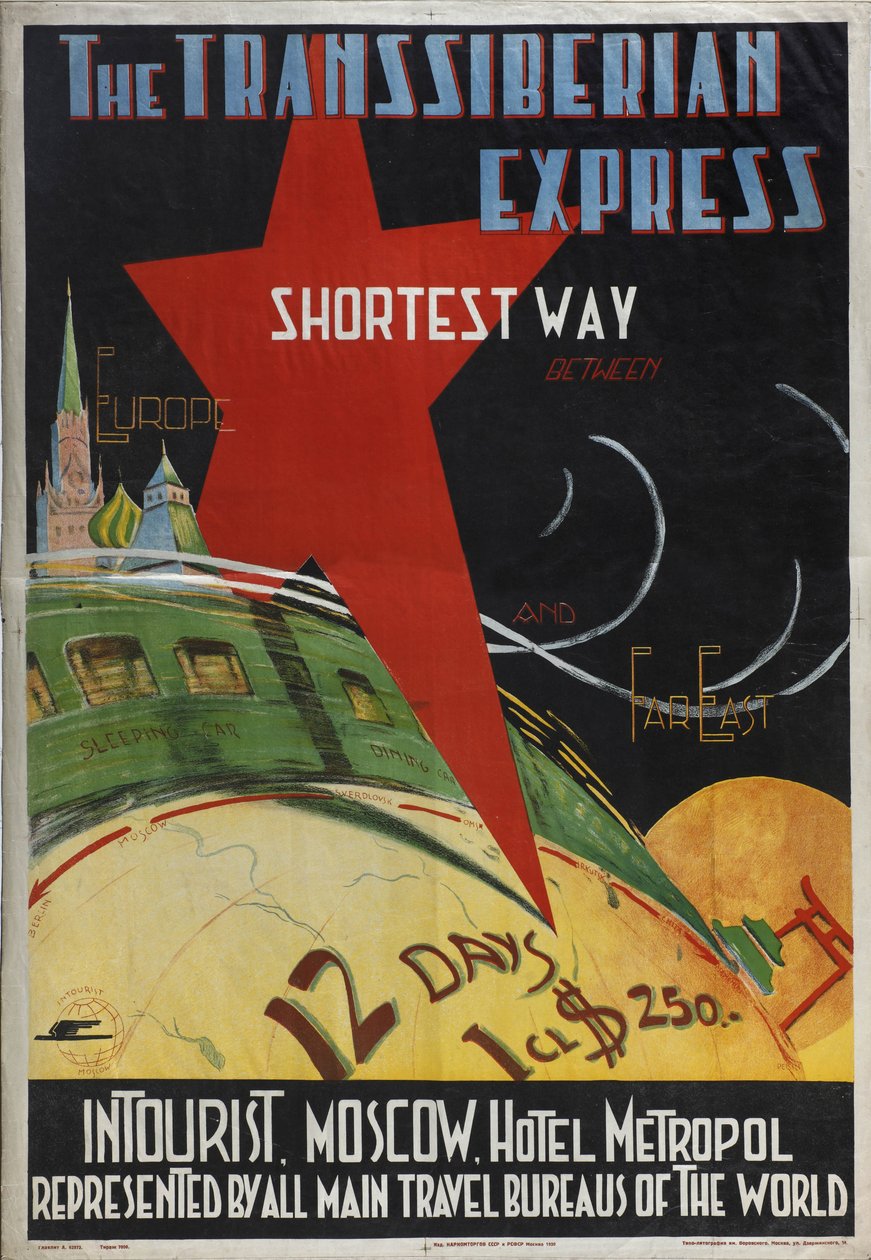 Transsibirsk ekspressplakat fra Intourist-selskapet, 1930 av Max Litvak