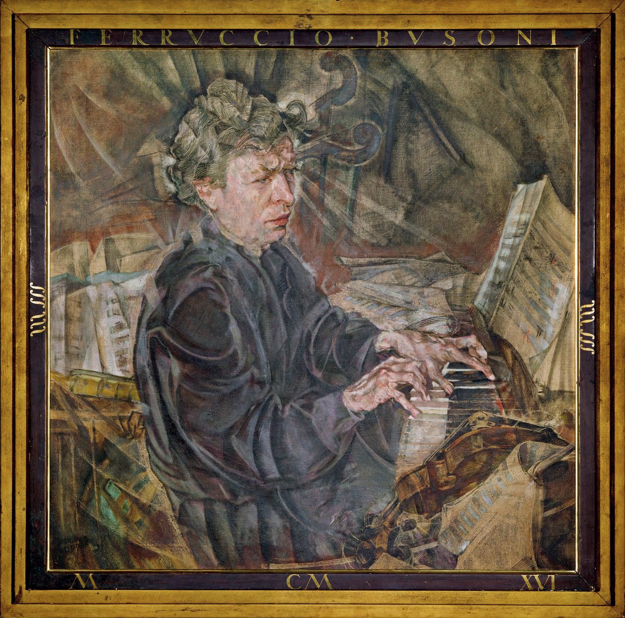 Pianist og komponist Ferruccio Busoni (maleri på lerret) av Max Oppenheimer