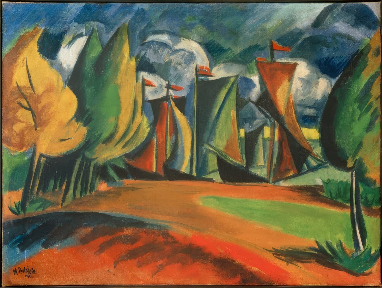 Kurenkähne in der Bucht von Max Pechstein
