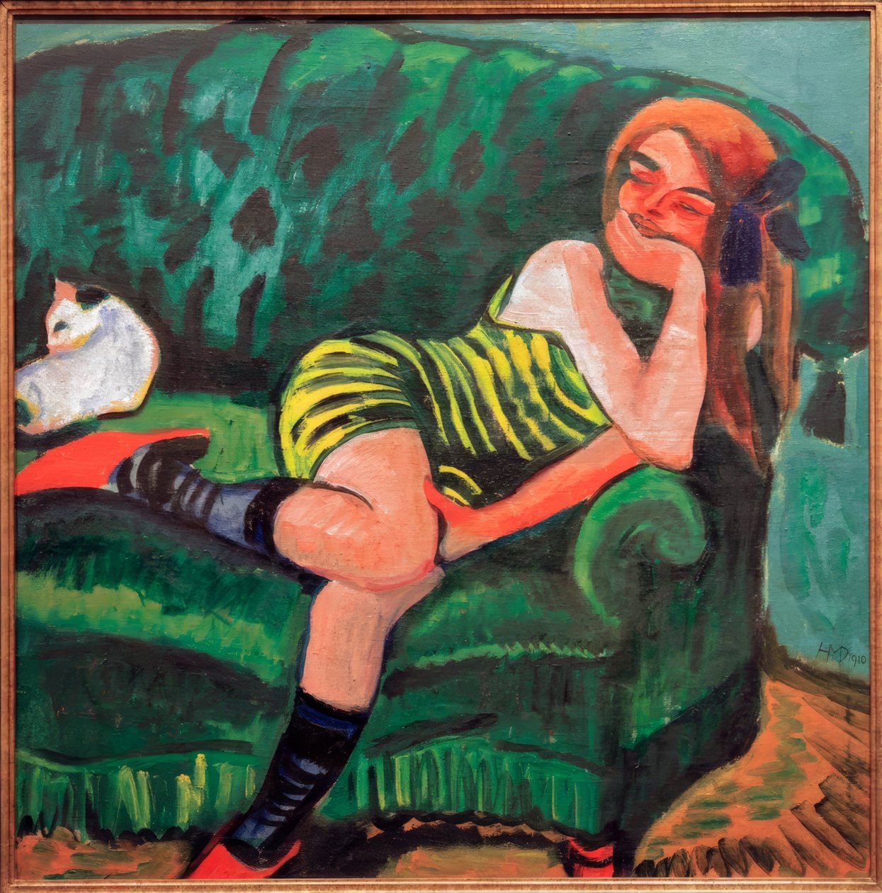 Jente på en grønn sofa… av Max Pechstein
