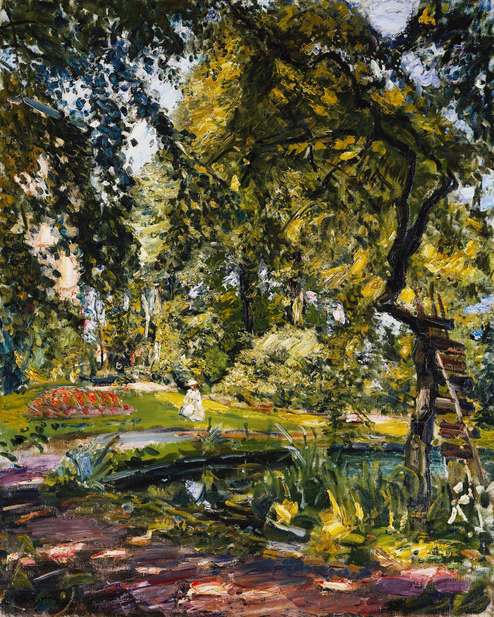 Hage i Godrammstein med et vridd tre og dam; Hage i Godrammstein med gjengrodd tre og tjern, 1910 av Max Slevogt