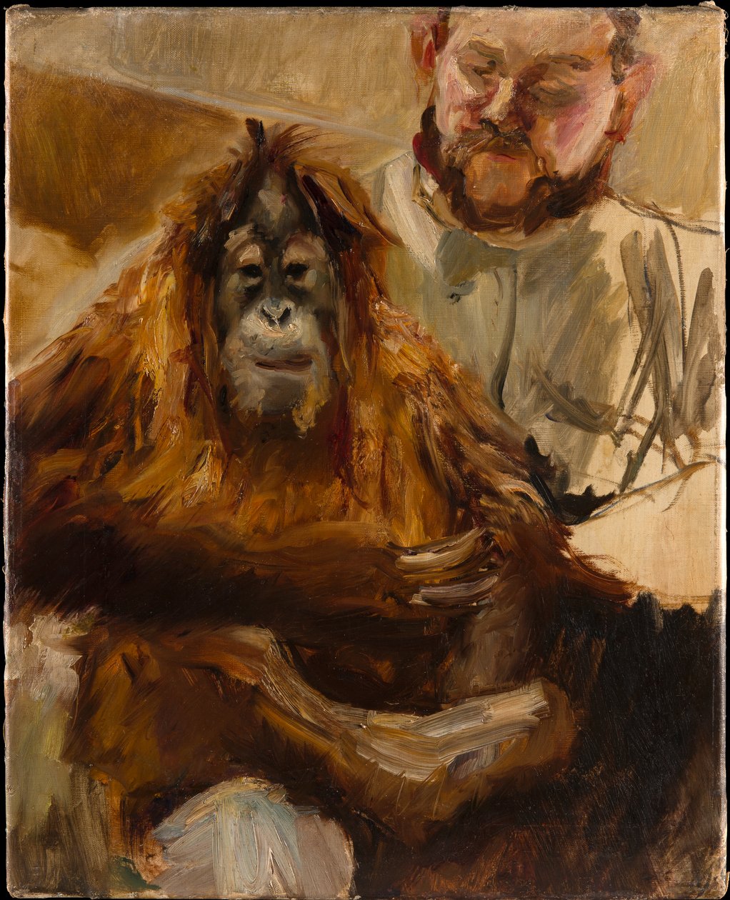 Orangutang «Seemann» med sin vokter av Max Slevogt