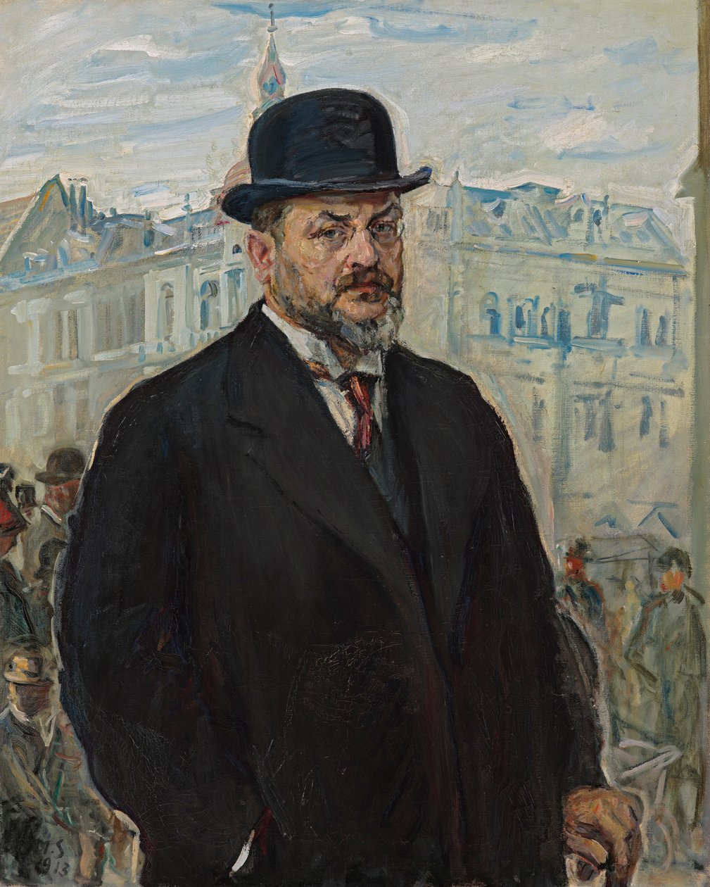 Selvportrett med svart hatt av Max Slevogt