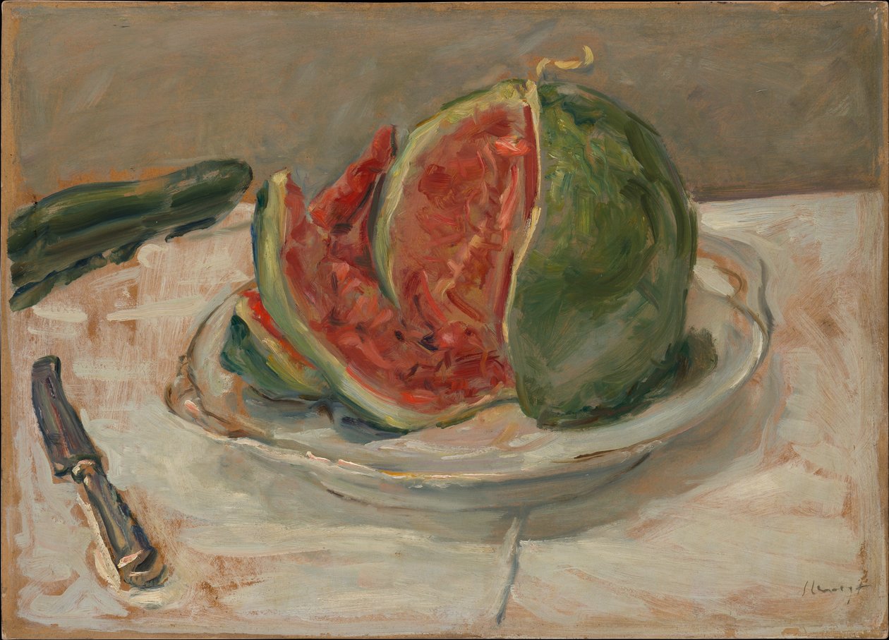 Stilleben med vannmelon av Max Slevogt