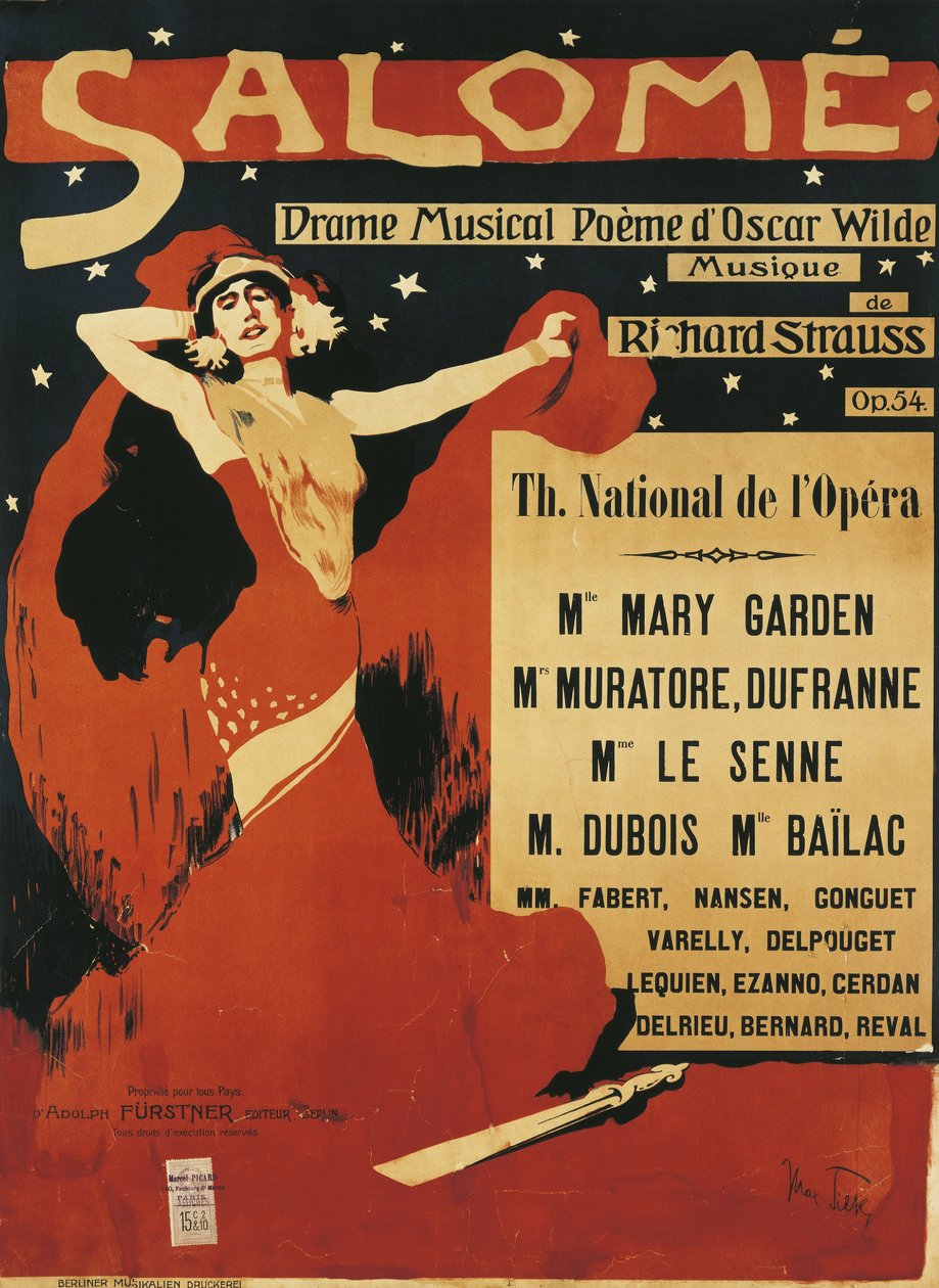 Frankrike, Paris, plakat av operaen Salome av Richard Strauss (1864-1949) av Max Tilke