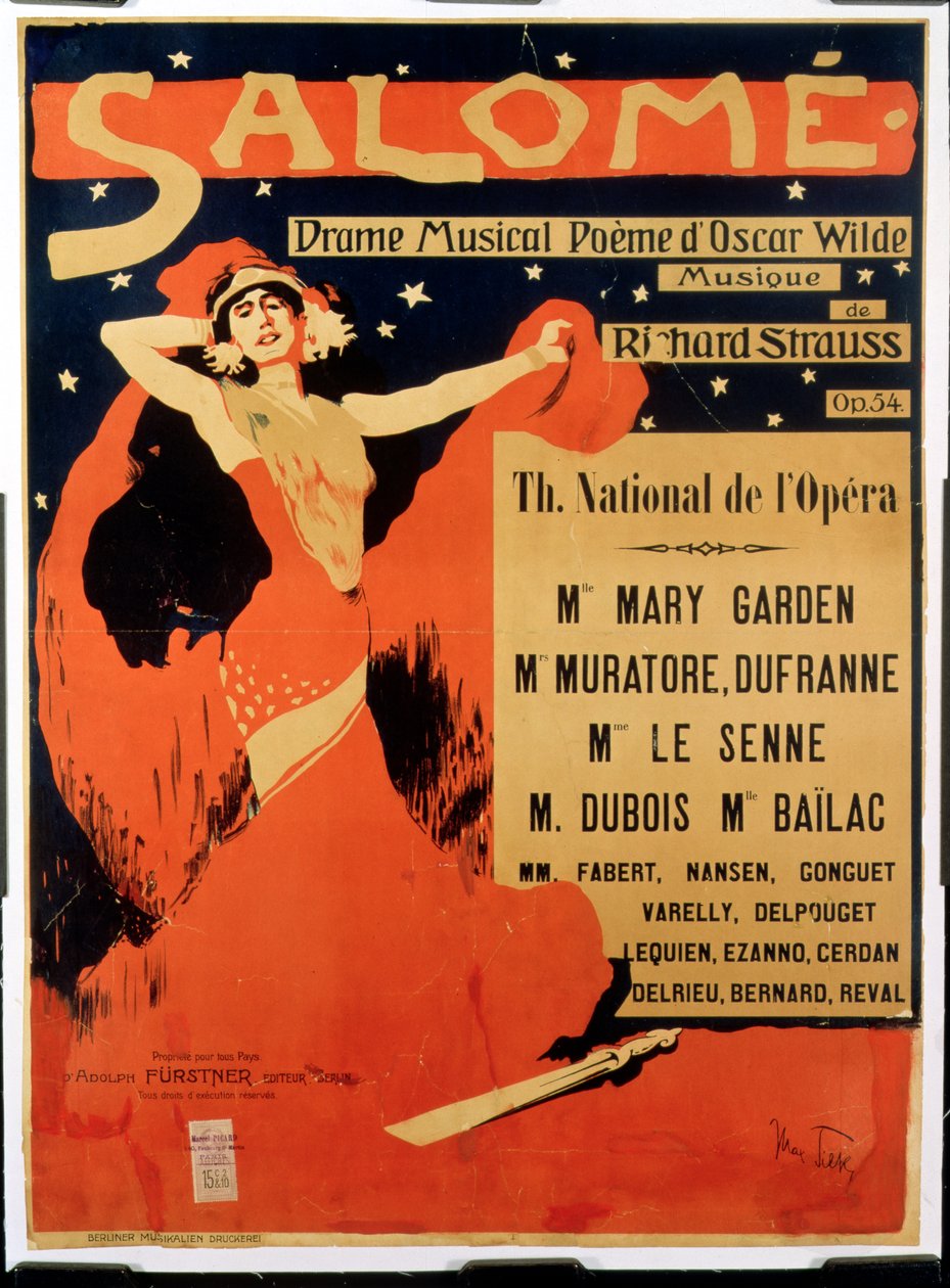 Plakatreklame 'Salome', opera av Richard Strauss (1864-1949) (litho) av Max Tilke