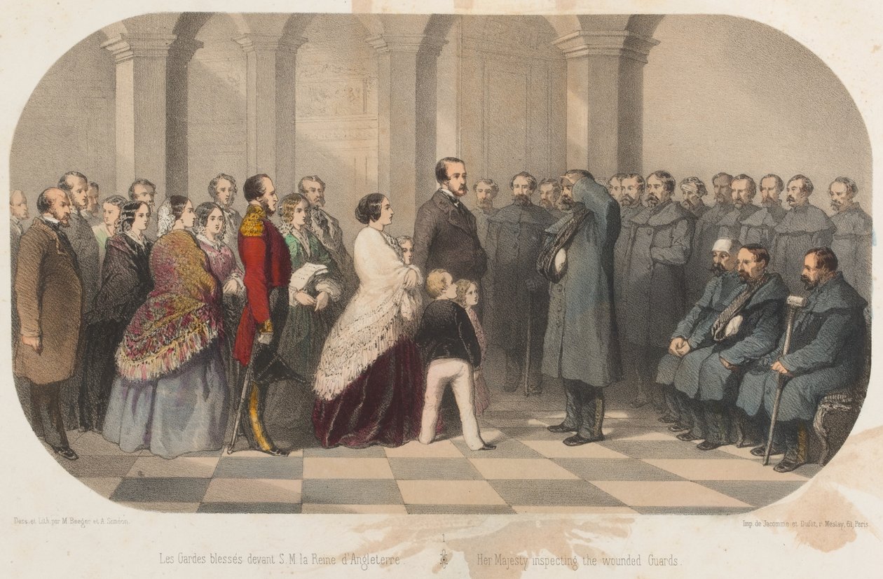 Dronning Victoria og prins Albert møter Krim-veteraner, 1855 ca av Max and Simeon Beeger