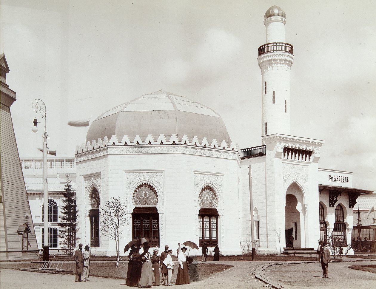 Panorama av Nobelselskapet, All-Russia-utstillingen, Nizhny Novgorod, Russland, 1896. av Maxim Dmitriev