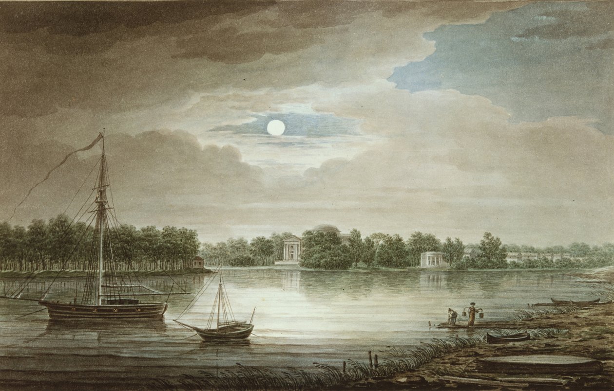 Nevka-elven nær Yelagin-broen, 1829 av Maxim Nikiphorovich Vorobyev