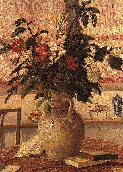En haug med blomster foran et vindu, 1910 av Maxime Emile Louis Maufra