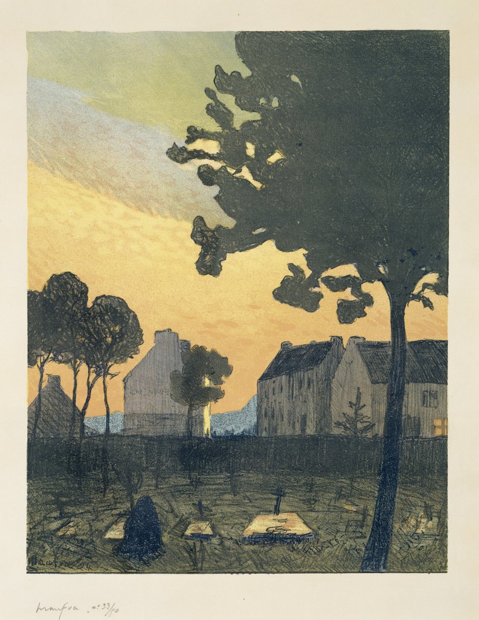 Paysage au soir (Landskap om natten), 1894 (litografi i farger på vevd papir) av Maxime Emile Louis Maufra