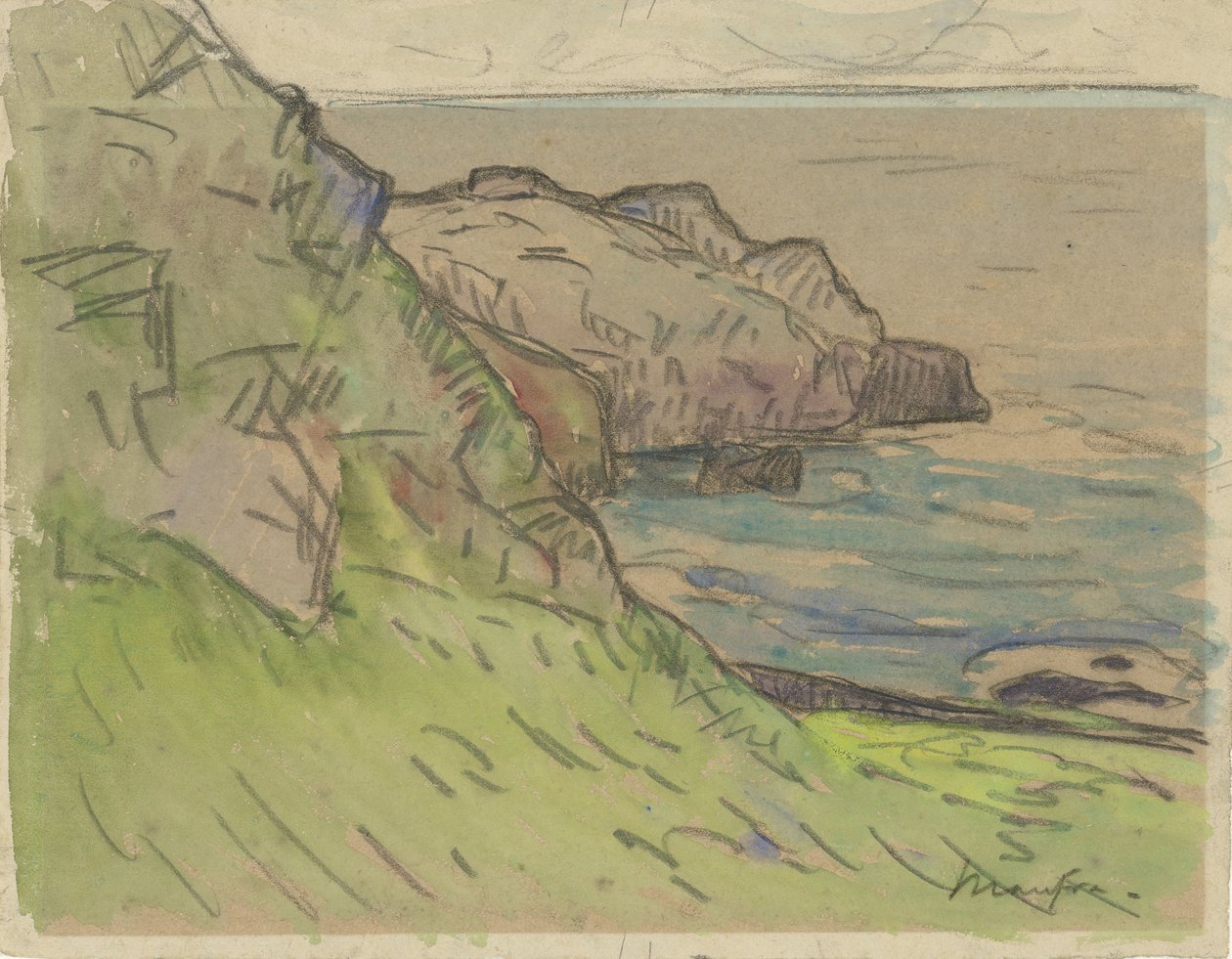 Steinete kyst i Bretagne Bretonse kustlandschap av Maxime Camille Louis Maufra