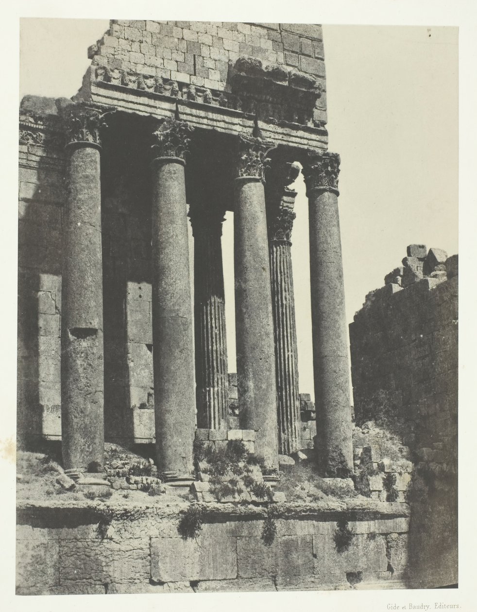 Baalbeck Heliopolis, Jupiters tempel, utsikt fra sørøstvinkelen, Syria, 184951, trykt 1852. av Maxime Du Camp