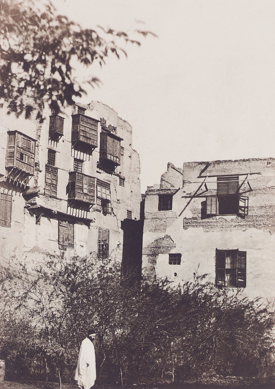 Kairo, hus og hage i det franske kvarteret, med Gustave Flaubert, 1850 av Maxime Du Camp