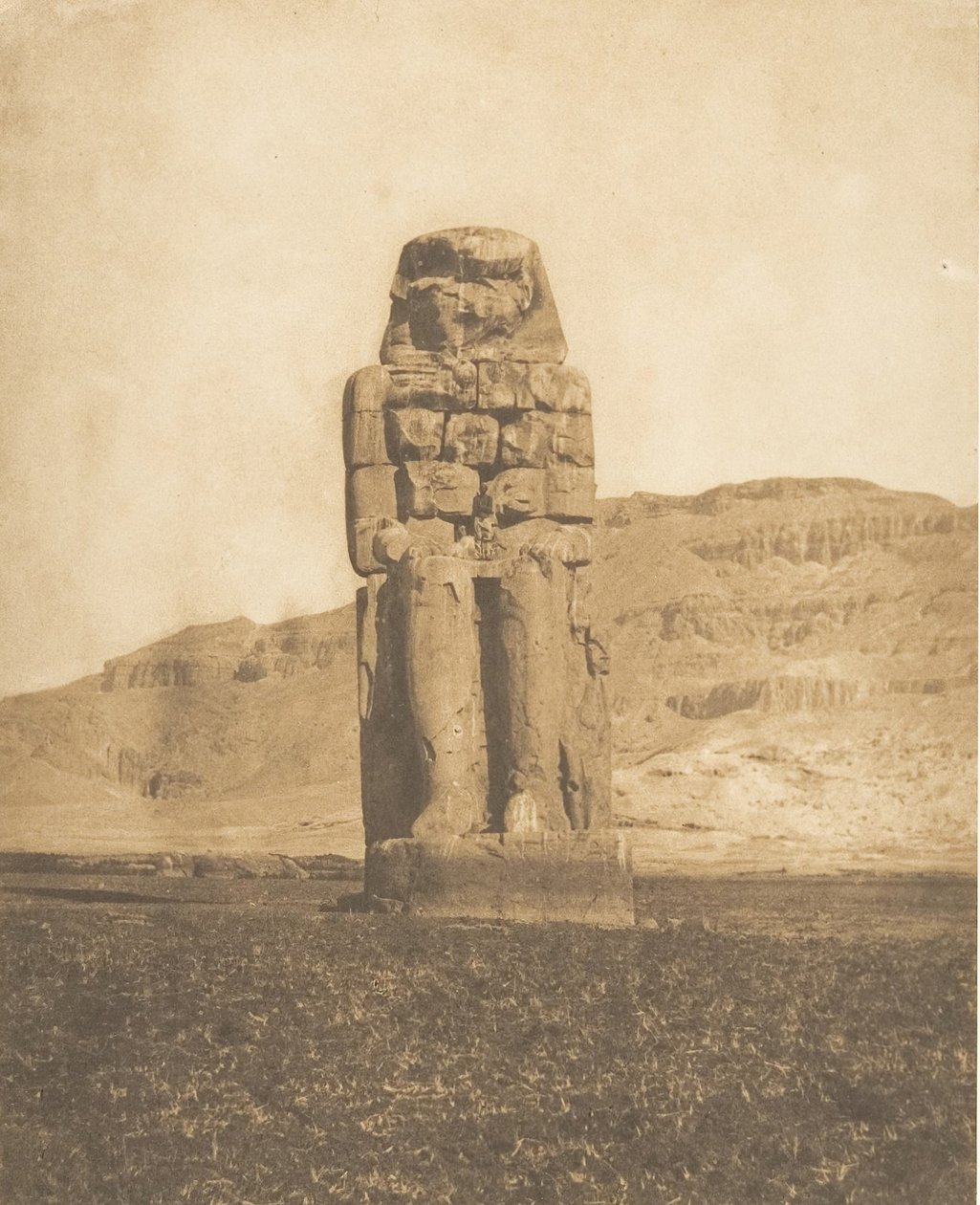 Restaurert Colossus of Amenophis III, ved Thebes Vocal Statue eller Colossus of Memnon, 1849-50. av Maxime Du Camp