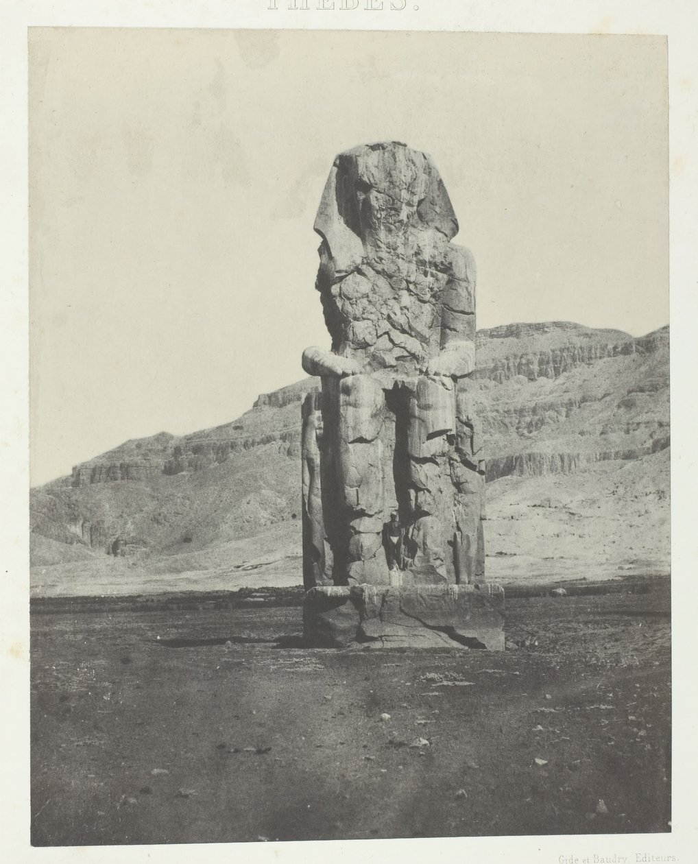 Gournah, Colossus Monolith of Amenopht III, Theben, 184951, trykt 1852. av Maxime Du Camp