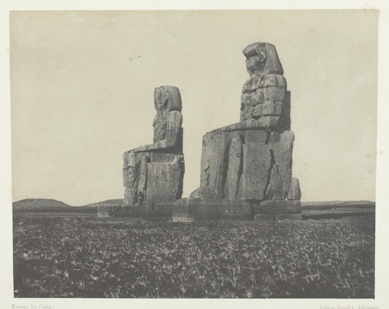 Gournah, The Colossi; Theben av Maxime Du Camp
