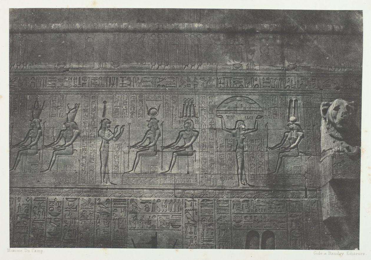 Great Temple of Dendera Teutyres, skulpturer av den bakre fasaden, Øvre Egypt, 184951. av Maxime Du Camp