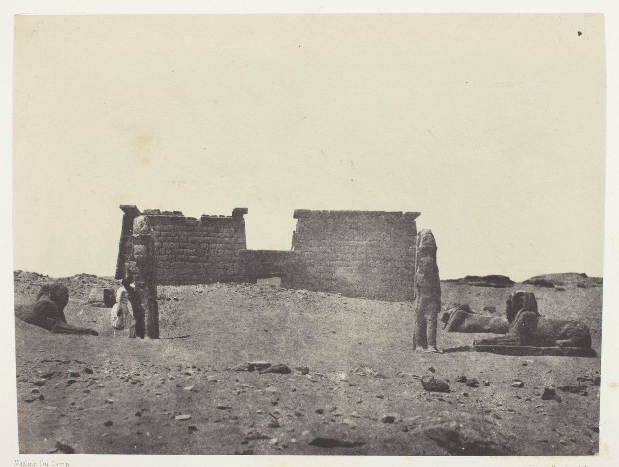 Hémi-Spéos av Seboua, Drômos; Nubia, plate 97 fra albumet «Egypt, Nubia, Palestina og Syria» (1852) av Maxime Du Camp
