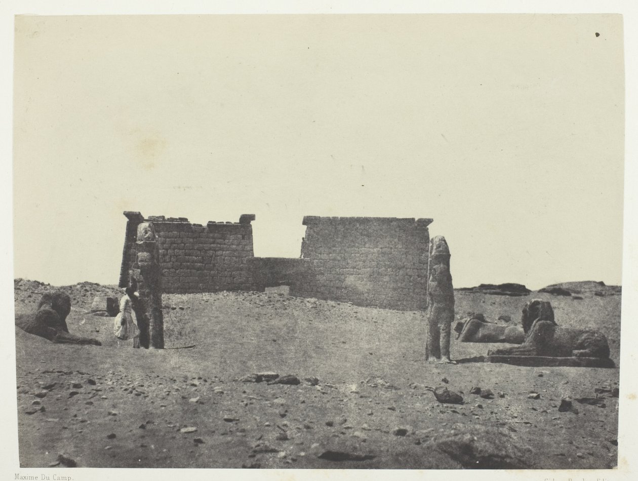Hémi-Spéos av Seboua, Drômos; Nubia, plate 97 fra albumet «Egypt, Nubia, Palestina og Syria» (1852) av Maxime Du Camp